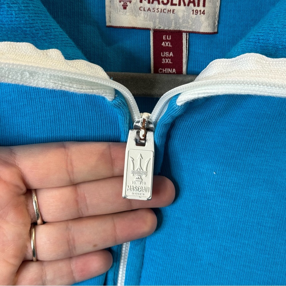 Maserati Classiche | Men's Light Blue Long Sleeve Half-Zip Pullover Size 3X - Picture 12 of 12